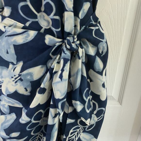 Vintage 90s Y2K Rampage R-Wear Size 7 Dress Blue Faux Wrap Hawaiian Tropical - Picture 5 of 9